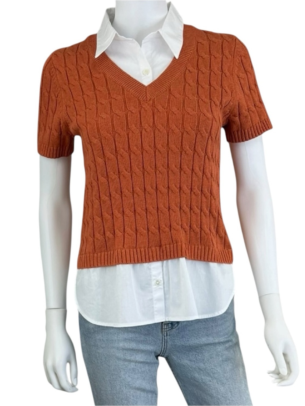 j. society Orange 100% Cotton Sweater Size S